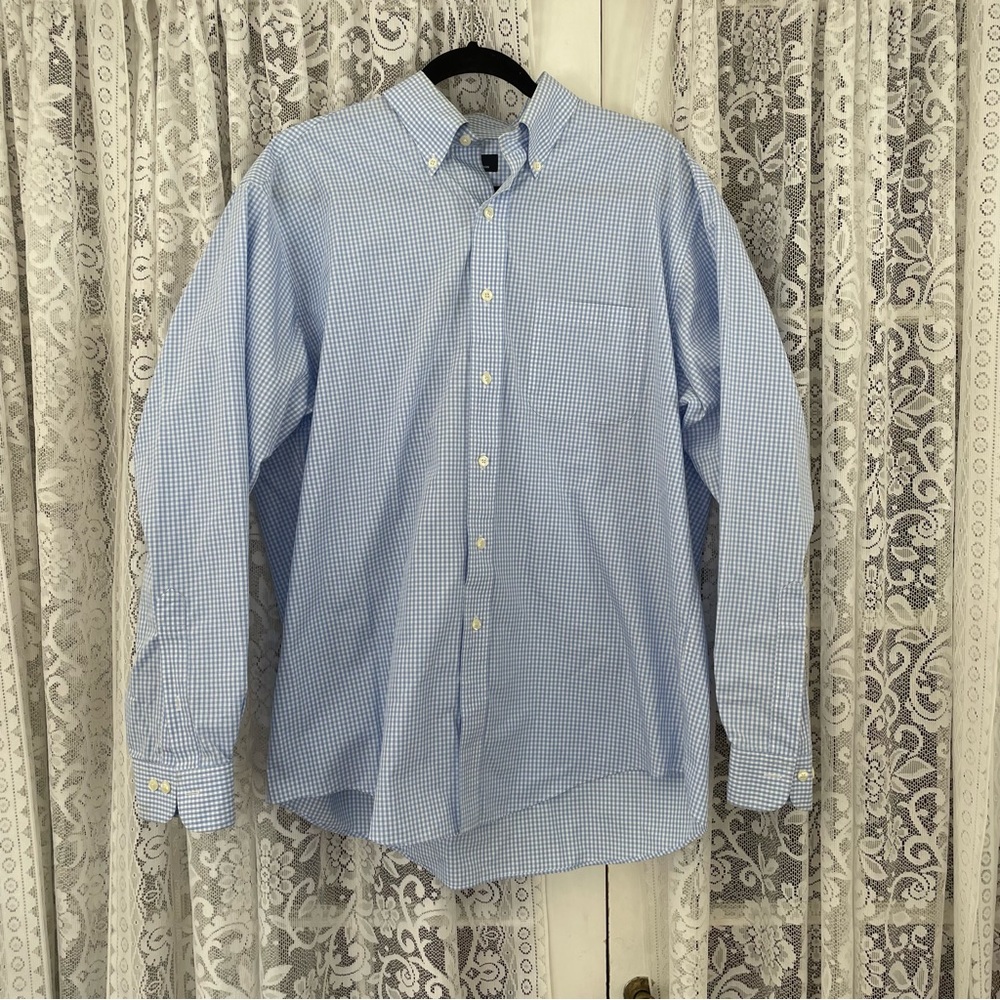 Brooks Brothers 346 Dress Shirt - Light Blue and White Plaid